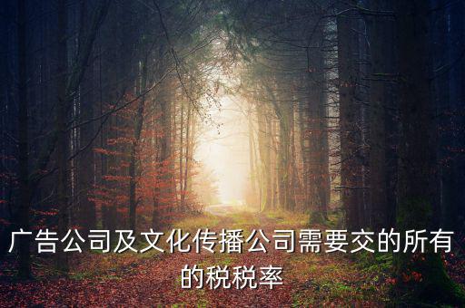 廣告公司交什么稅，廣告公司及文化傳播公司需要交的所有的稅稅率