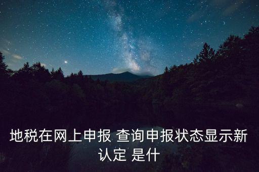 地稅在網(wǎng)上申報(bào) 查詢申報(bào)狀態(tài)顯示新認(rèn)定 是什