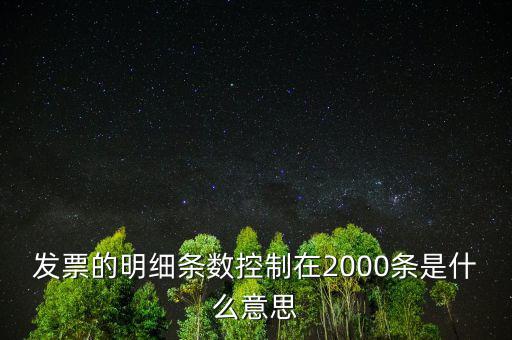 發(fā)票的明細條數(shù)控制在2000條是什么意思