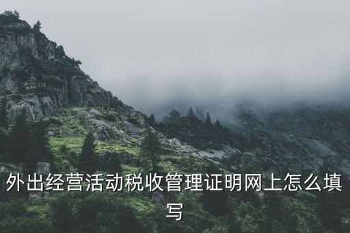 外出經(jīng)營活動稅收管理證明網(wǎng)上怎么填寫