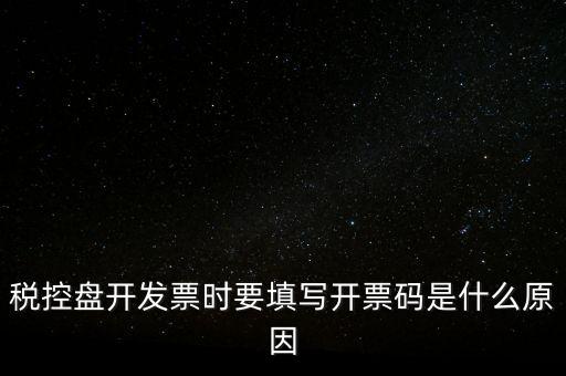 稅控盤開發(fā)票時(shí)要填寫開票碼是什么原因