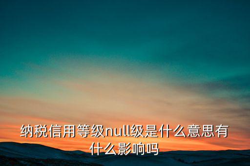 納稅信用等級(jí)null級(jí)是什么意思有什么影響嗎