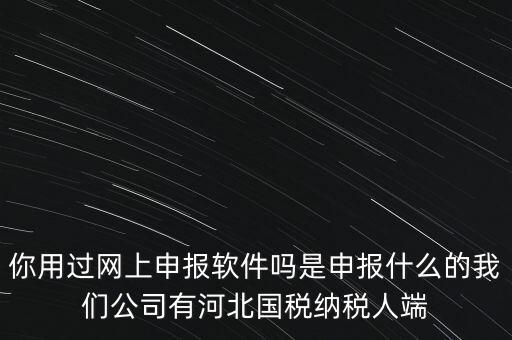 你用過網(wǎng)上申報(bào)軟件嗎是申報(bào)什么的我們公司有河北國(guó)稅納稅人端