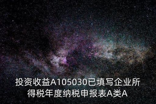 a100000什么時(shí)候填，投資收益A105030已填寫企業(yè)所得稅年度納稅申報(bào)表A類A