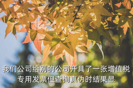 我們公司給別的公司開具了一張增值稅專用發(fā)票但查詢真?zhèn)螘r結果顯