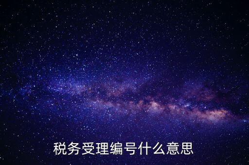 個人的稅收編號是什么意思，稅務受理編號什么意思