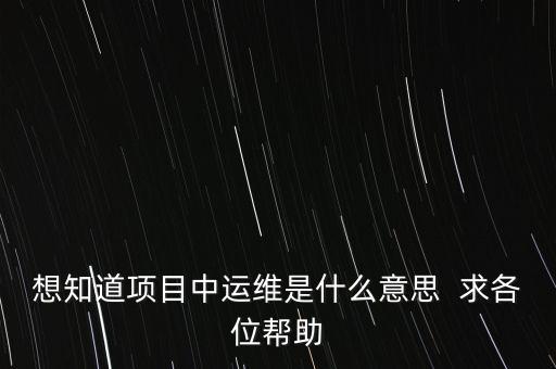 地稅提運維是什么意思，想知道項目中運維是什么意思  求各位幫助