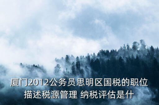 廈門2012公務(wù)員思明區(qū)國稅的職位描述稅源管理 納稅評估是什