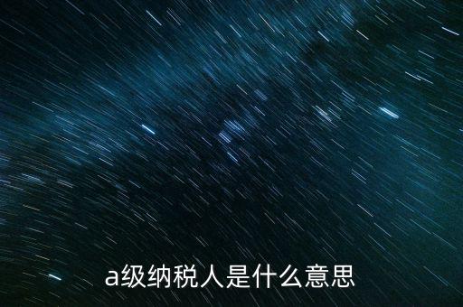 a級納稅人是什么意思