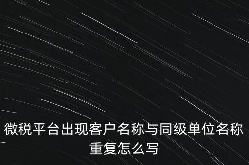 微稅平臺(tái)出現(xiàn)客戶名稱與同級(jí)單位名稱重復(fù)怎么寫