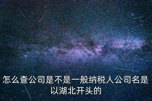 怎么查公司是不是一般納稅人公司名是以湖北開頭的