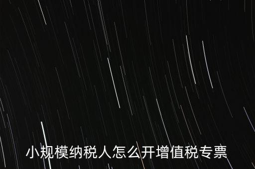 小規(guī)模納稅人怎么開增值稅專票