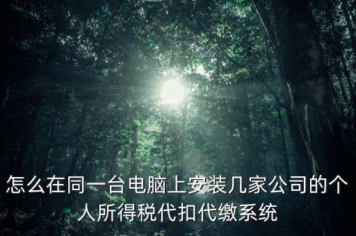 怎么在同一臺電腦上安裝幾家公司的個人所得稅代扣代繳系統(tǒng)