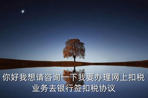 你好我想請(qǐng)咨詢一下我要辦理網(wǎng)上扣稅業(yè)務(wù)去銀行簽扣稅協(xié)議