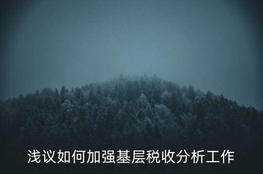 如何搞好稅收科研，淺議如何加強(qiáng)基層稅收分析工作