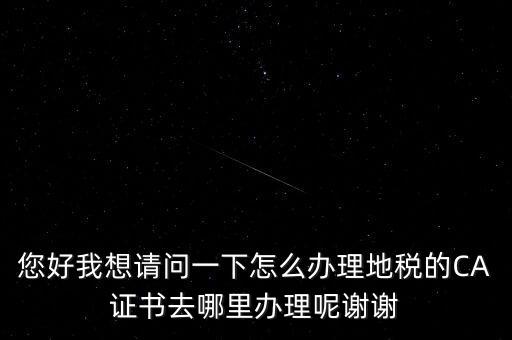 您好我想請(qǐng)問一下怎么辦理地稅的CA證書去哪里辦理呢謝謝