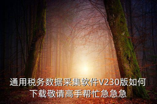 通用稅務(wù)數(shù)據(jù)采集軟件V230版如何下載敬請高手幫忙急急急