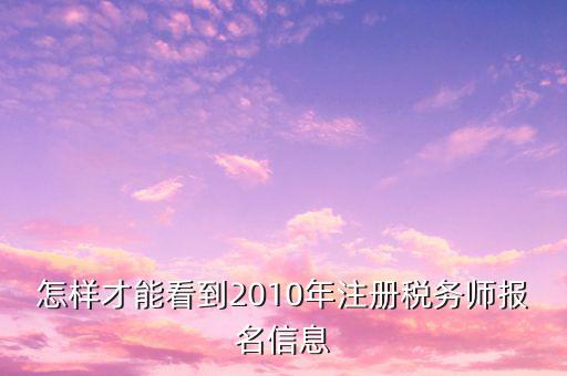 怎樣才能看到2010年注冊稅務師報名信息