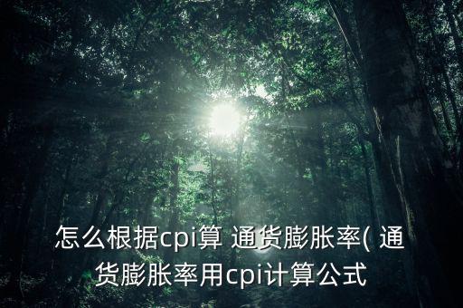 怎么根據cpi算 通貨膨脹率( 通貨膨脹率用cpi計算公式