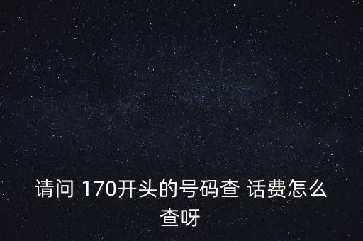 請問 170開頭的號碼查 話費(fèi)怎么查呀