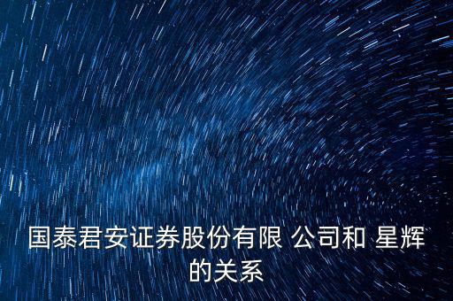 怎么星輝公司股票,星輝游戲主體為國(guó)泰君安證券股份有限公司