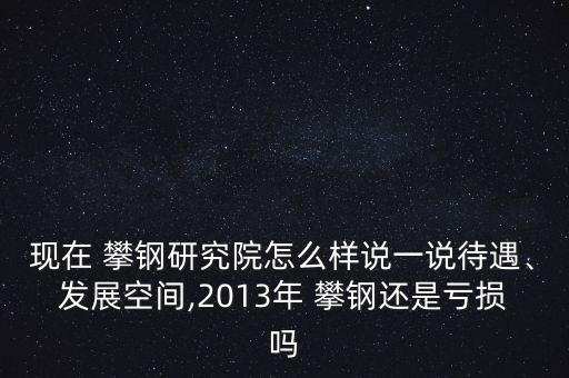 現(xiàn)在 攀鋼研究院怎么樣說一說待遇、發(fā)展空間,2013年 攀鋼還是虧損嗎