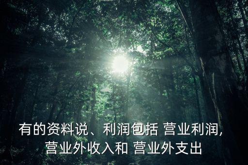 有的資料說、利潤包括 營業(yè)利潤, 營業(yè)外收入和 營業(yè)外支出