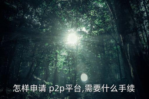 怎樣申請 p2p平臺,需要什么手續(xù)