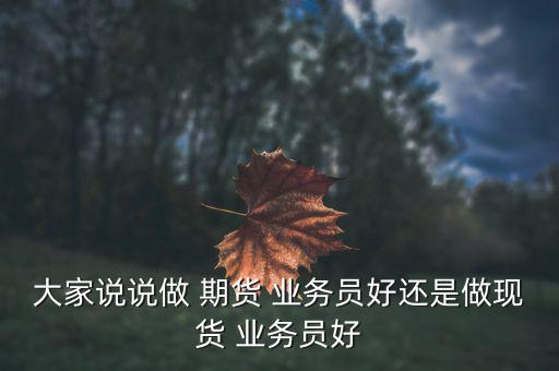 大家說(shuō)說(shuō)做 期貨 業(yè)務(wù)員好還是做現(xiàn)貨 業(yè)務(wù)員好