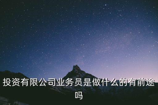 投資有限公司業(yè)務員是做什么的有前途嗎