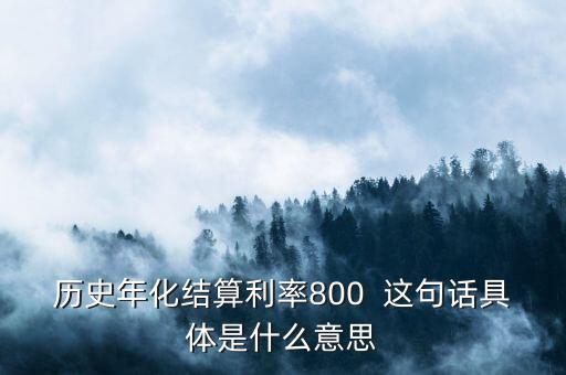 年化結(jié)算利率是什么，歷史年化結(jié)算利率800  這句話具體是什么意思