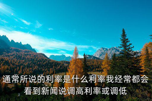 通常所說的利率是什么利率我經(jīng)常都會看到新聞說調高利率或調低