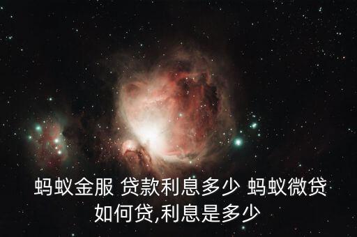  螞蟻金服 貸款利息多少 螞蟻微貸如何貸,利息是多少