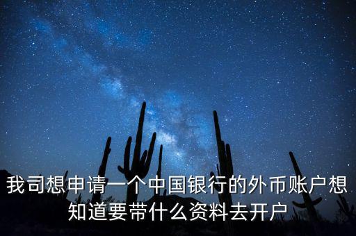 我司想申請(qǐng)一個(gè)中國(guó)銀行的外幣賬戶(hù)想知道要帶什么資料去開(kāi)戶(hù)