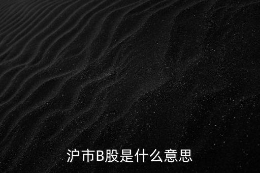 滬深b股是什么意思，滬市B股是什么意思