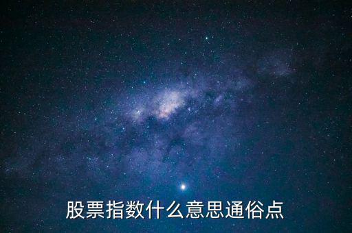 股票指數(shù)什么意思通俗點