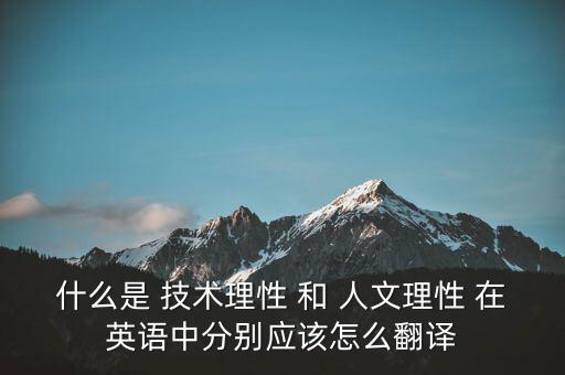 什么是 技術(shù)理性 和 人文理性 在英語(yǔ)中分別應(yīng)該怎么翻譯