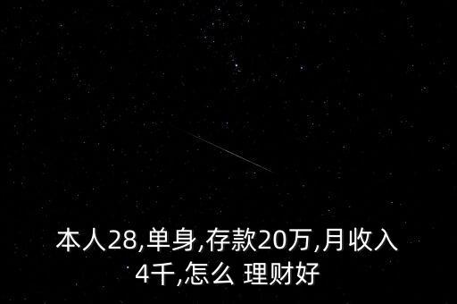 本人28,單身,存款20萬,月收入4千,怎么 理財好