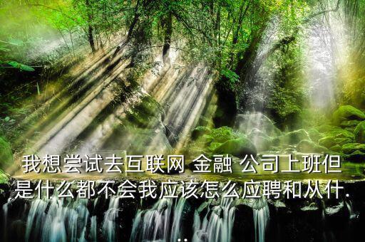 我想嘗試去互聯(lián)網(wǎng) 金融 公司上班但是什么都不會我應(yīng)該怎么應(yīng)聘和從什...