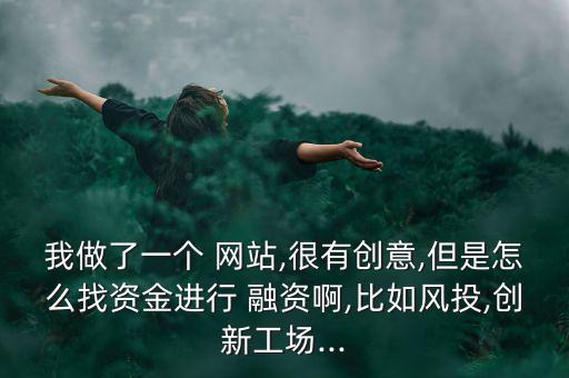 我做了一個 網(wǎng)站,很有創(chuàng)意,但是怎么找資金進(jìn)行 融資啊,比如風(fēng)投,創(chuàng)新工場...