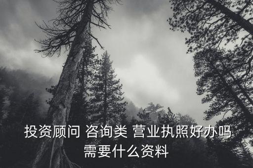  投資顧問 咨詢類 營業(yè)執(zhí)照好辦嗎需要什么資料