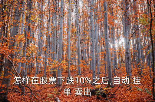 怎樣在股票下跌10%之后,自動(dòng) 掛單 賣出