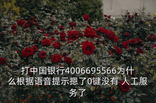 打中國銀行4006695566為什么根據語音提示摁了0鍵沒有 人工服務了