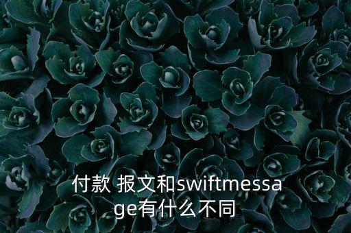  付款 報文和swiftmessage有什么不同