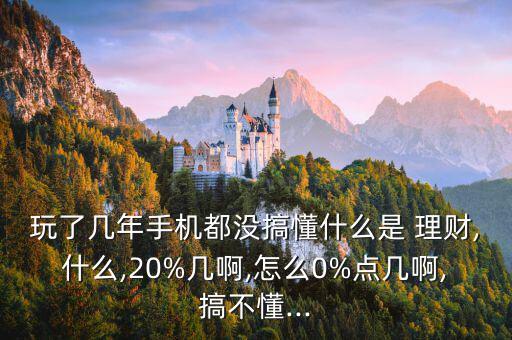 玩了幾年手機(jī)都沒搞懂什么是 理財(cái),什么,20%幾啊,怎么0%點(diǎn)幾啊,搞不懂...