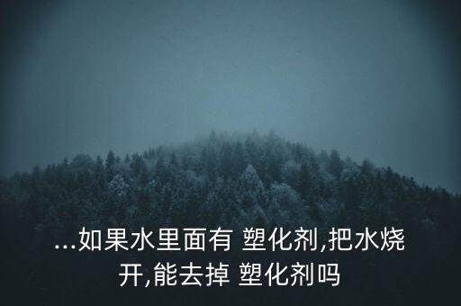 ...如果水里面有 塑化劑,把水燒開,能去掉 塑化劑嗎