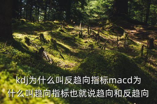 kdj為什么叫反趨向指標macd為什么叫趨向指標也就說趨向和反趨向