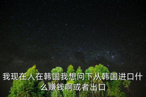 我現(xiàn)在人在韓國我想問下從韓國進口什么賺錢啊或者出口