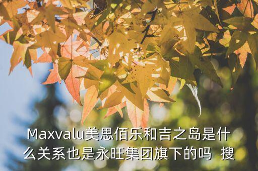 Maxvalu美思佰樂和吉之島是什么關(guān)系也是永旺集團(tuán)旗下的嗎  搜