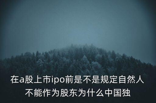 在a股上市ipo前是不是規(guī)定自然人不能作為股東為什么中國(guó)獨(dú)